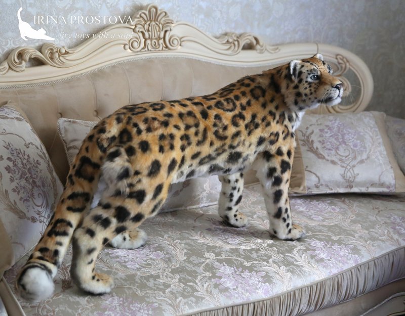 Amur leopard realistic plush animals. Ooak toy. Leopard stuffed toy ...