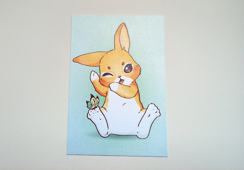 名信片｜兔子日常- 清潔白白兔｜ - 卡片/明信片 - 紙 綠色