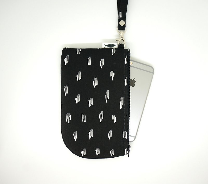 / Dark paint / / hanging neck bag / mobile phone bag - Other - Cotton & Hemp Black