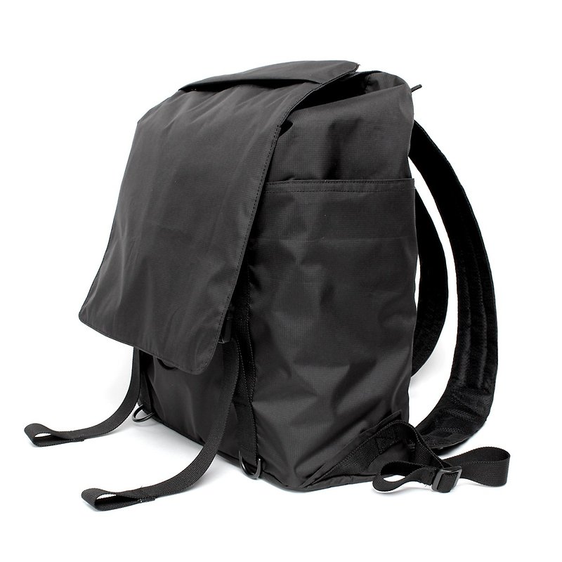 後背包 通勤包 筆電包 旅行包 校園包 大學包- 百搭黑 加蓋袋 - 後背包/書包 - 尼龍 黑色