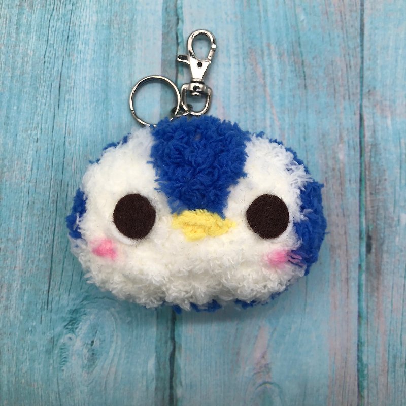 Penguin-Chubby Woolen Animal Key Ring Charm - Keychains - Polyester Blue