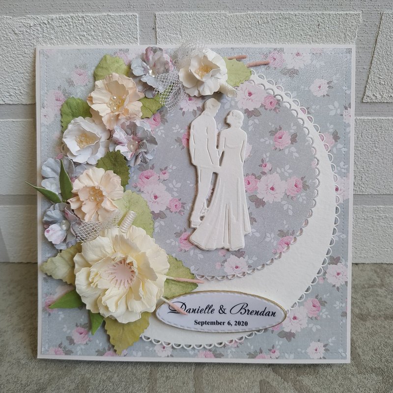 Personalized handmade wedding card for son and daughter in law - 卡片/明信片 - 紙 灰色
