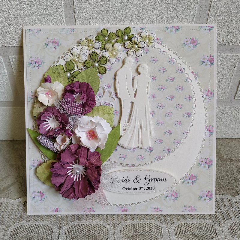 Personalized handmade wedding card for son and daughter in law - 卡片/明信片 - 紙 灰色