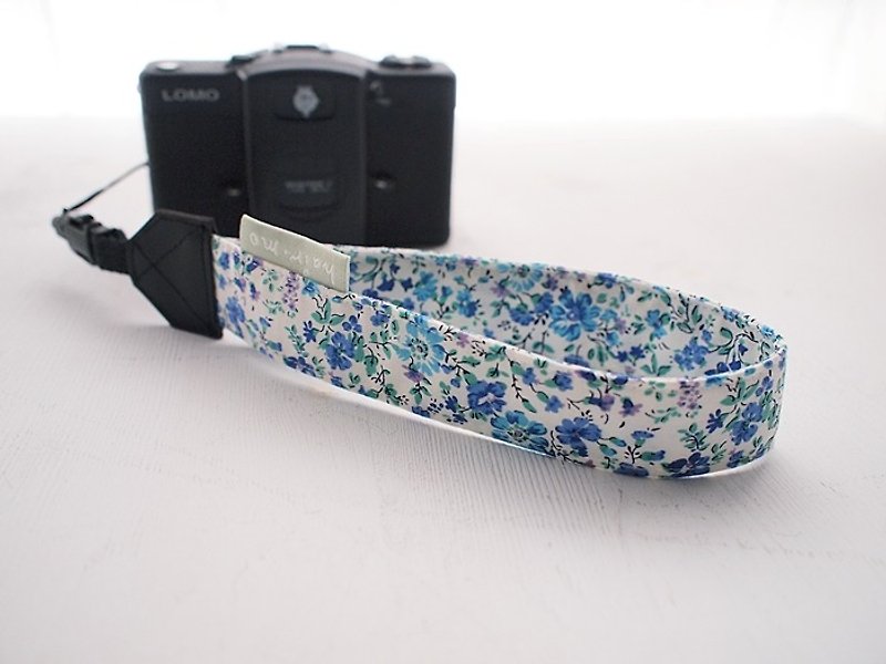 hairmo-2018 blue garden wrist camera strap/mobile phone strap - กล้อง - ผ้าฝ้าย/ผ้าลินิน สีน้ำเงิน