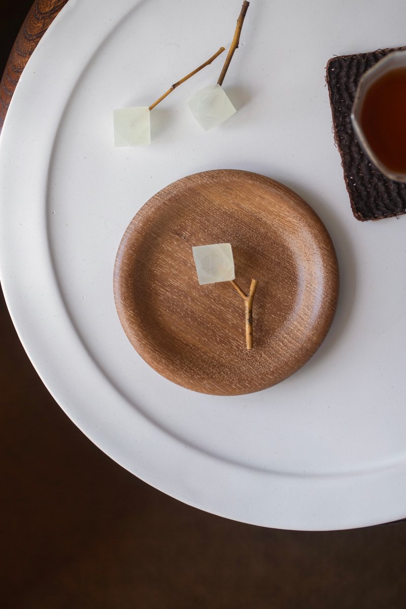 Bean dish No. 3 round basin Burmese teak logs - Small Plates & Saucers - Wood 