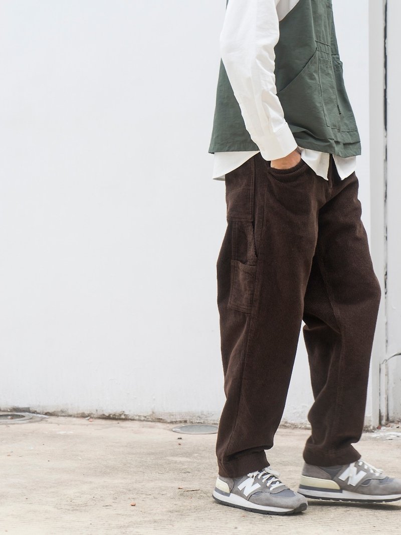 Japanese casual corduroy pants retro multi-pocket tooling trousers winter warm all-match single product corduroy - กางเกงขายาว - ผ้าฝ้าย/ผ้าลินิน หลากหลายสี