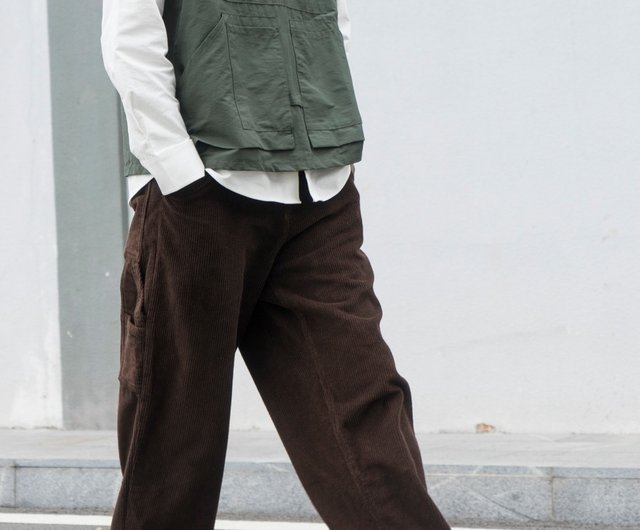 Japanese casual corduroy pants retro multi-pocket tooling trousers