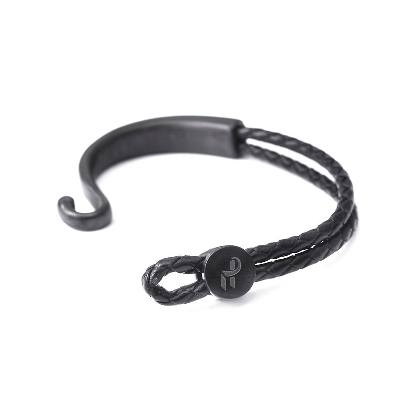Recovery hook and woven bracelet (bright silver / black silver) - สร้อยข้อมือ - โลหะ สีดำ