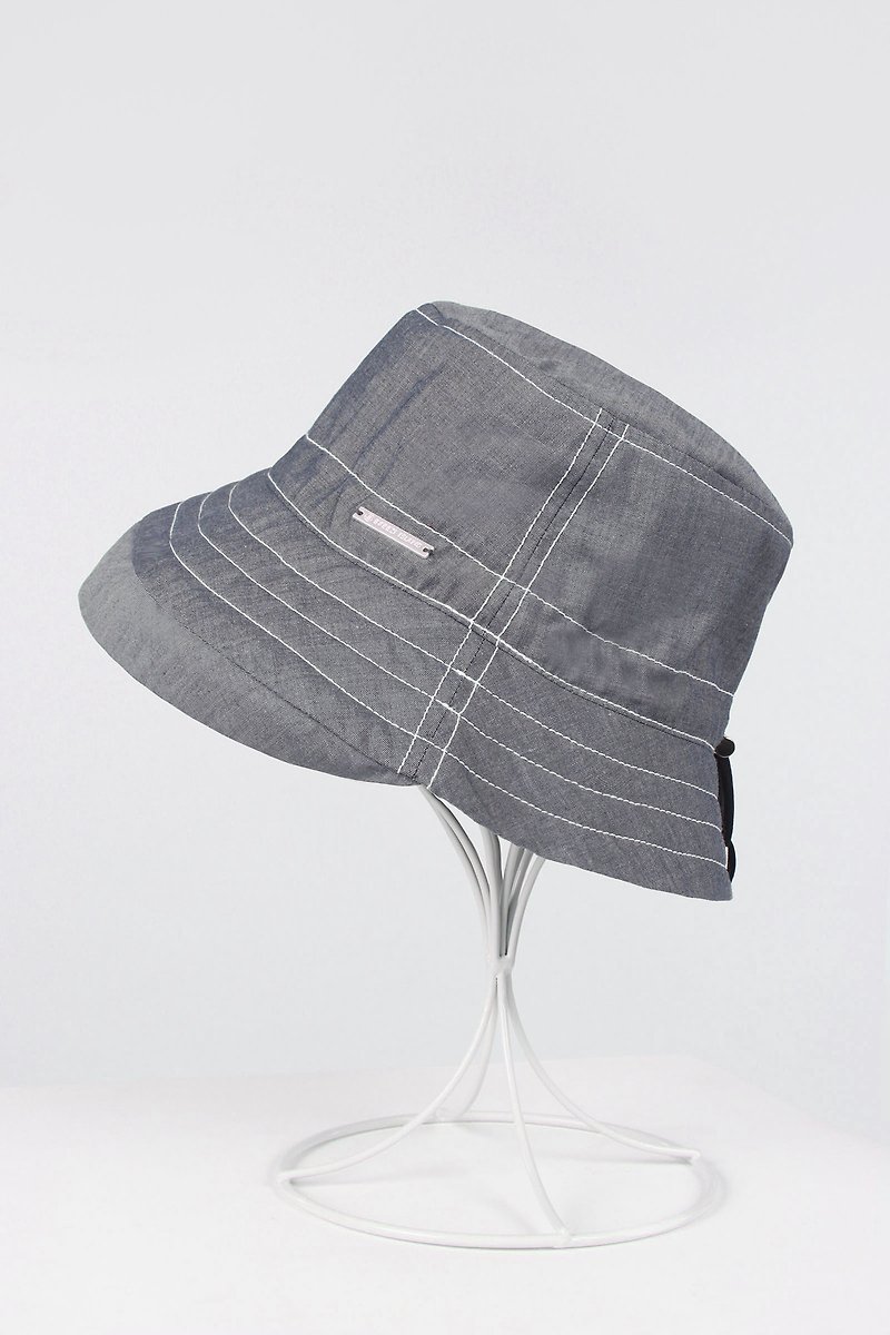 Water-repellent Packable Bucket Hat - Denim - Extended Brim  - Hats & Caps - Polyester Blue