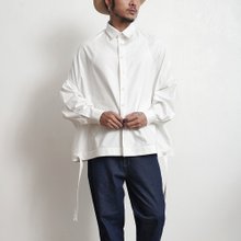 原創設計解構顛倒復古廓形寬鬆道袍黑白中性工裝兩用長袖襯衫 - 男襯衫/休閒襯衫 - 棉．麻 白色