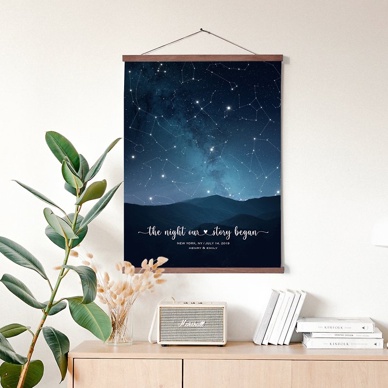 Custom Star Map for Specific Date Engagement Wedding Gift, Anniversary Gift - Posters - Paper Blue