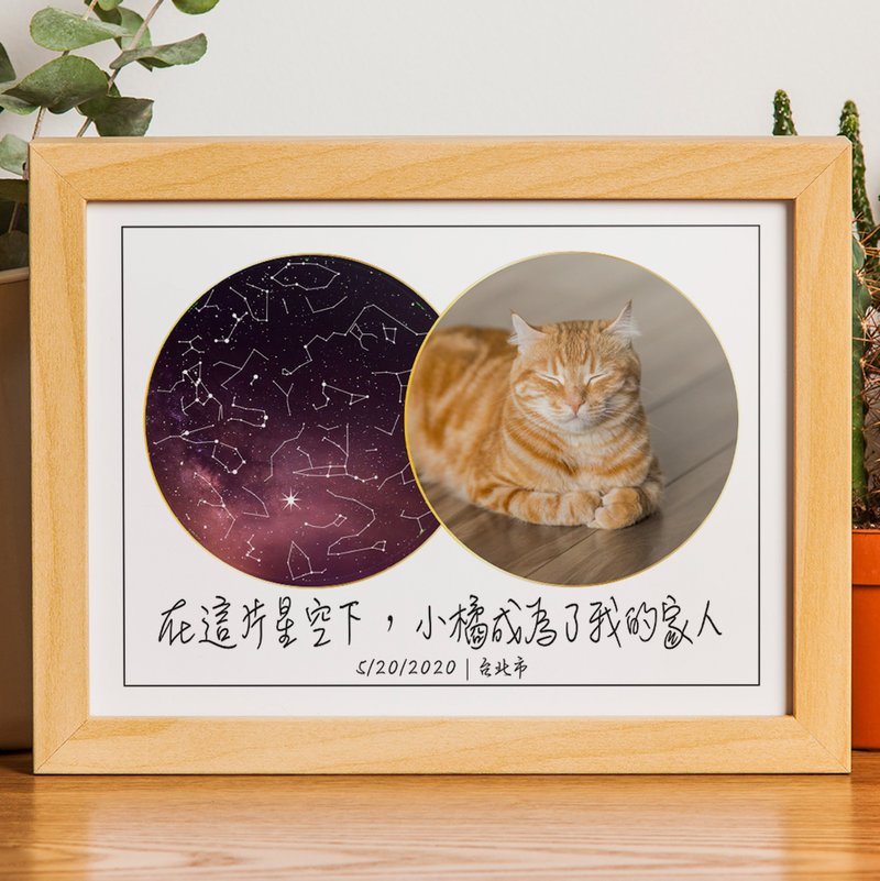 Custom Star Map By Date And Location Personalized Night Sky Chart Birthday Gift - กรอบรูป - กระดาษ ขาว