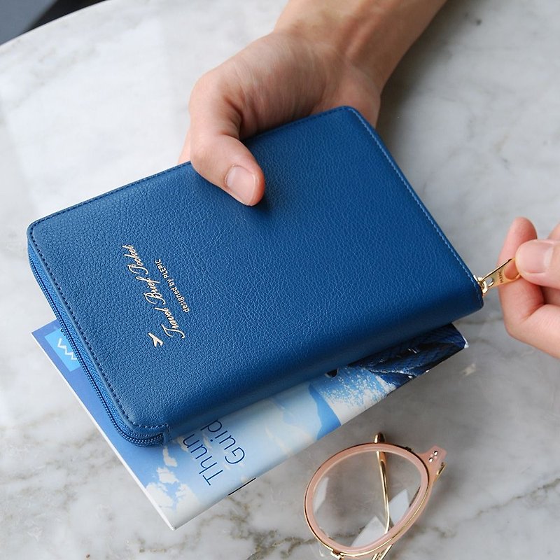 PLEPIC Fashion Light Travel Zipper Passport Bag - Navy Blue, PPC93723 - ที่เก็บพาสปอร์ต - หนังเทียม สีน้ำเงิน