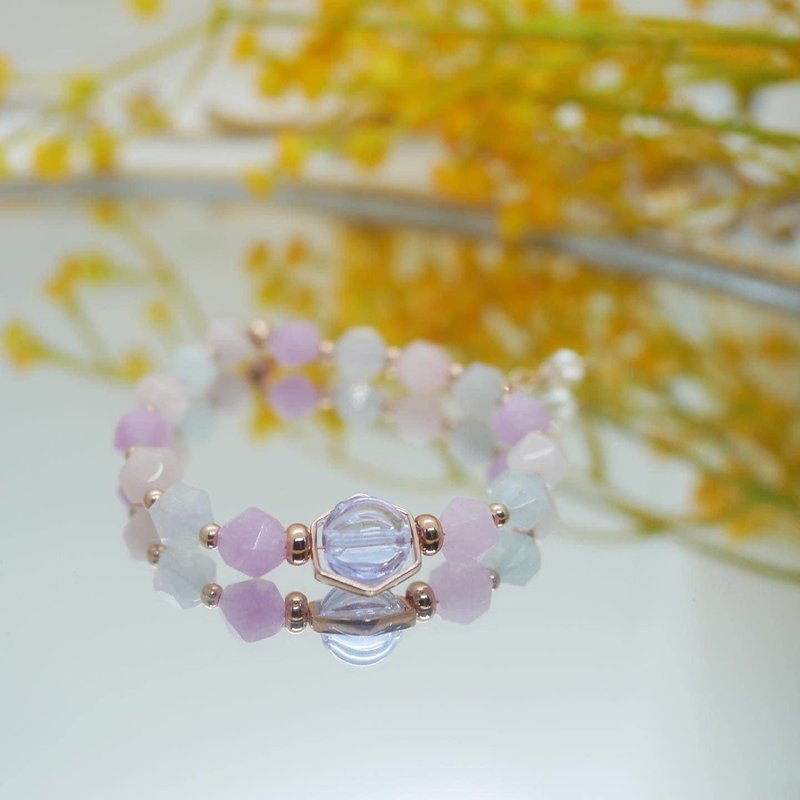 Lavender Forest Morgan Stone Essential Oil Fragrance Beads Energy Gemstone Bracelet Essential Oil Bracelet Soothes Emotions - Bracelets - Crystal Purple