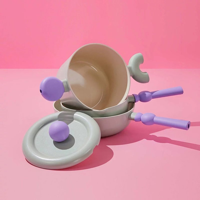 韓國製 Neoflam Better Finger 18cm 有蓋雙耳湯鍋(IH) - 鍋子/烤盤 - 其他金屬 粉紅色