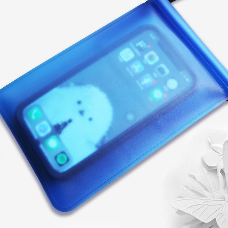 台灣製造 TPE無毒環保防水夾鏈手機袋 防水收納置物袋 掛繩 中秋 - 手機配件 - 防水材質 藍色
