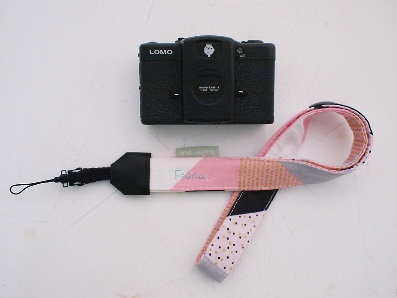 hairmo點線面胸背相機帶/手機帶/證件帶(單小孔) - 菲林/即影即有相機 - 棉．麻 粉紅色