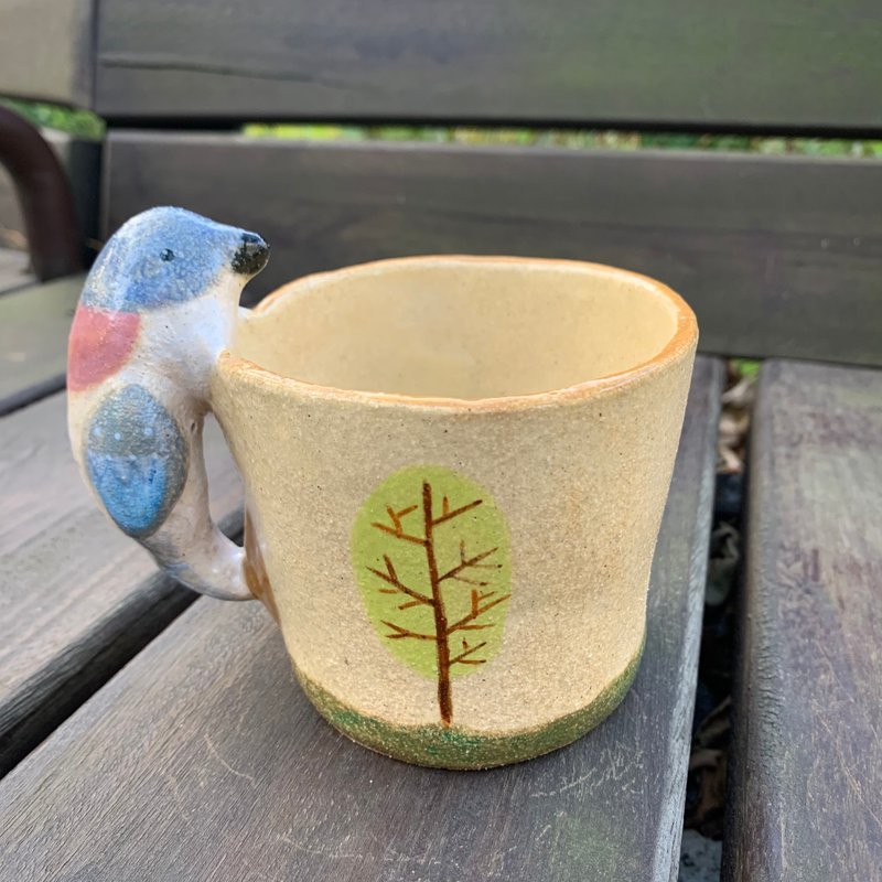 A Lu - 鳥兒陶杯/擺飾/陶畫/手做手繪/特殊美國含砂土/僅此一件 - 其他杯子 - 陶 多色