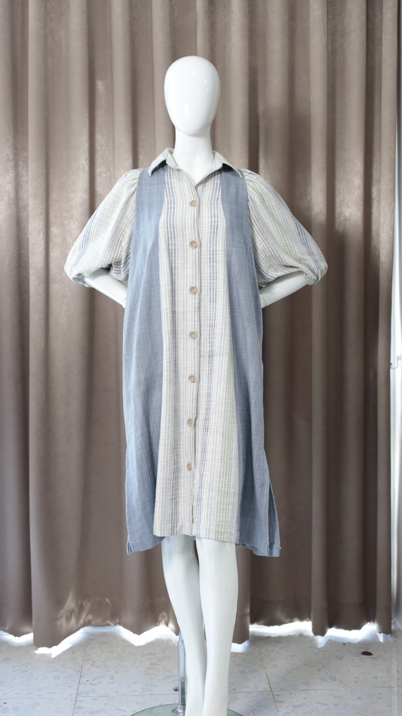 Loom & Leaf - Artisanal Balloon Sleeve Dress - 洋裝/連身裙 - 棉．麻 多色