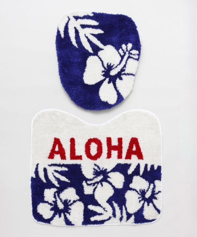 [Popular Pre-order] Hawaiian Hibiscus Flower Toilet Seat Seat and Floor Mat Set (2 Colors) 4ILP4102 - Rugs & Floor Mats - Other Materials 