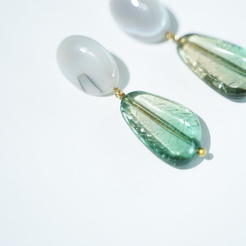 Earrings ピアス/ イヤリング: no.408 - ต่างหู - เครื่องประดับพลอย สีเขียว