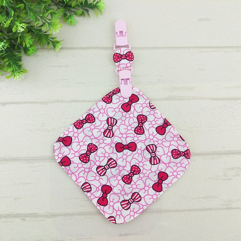 Candy bow. Double-sided cotton handkerchief + handkerchief clip (can increase the price of 40 embroidery name) - Bibs - Cotton & Hemp Pink