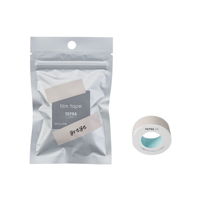 【KING JIM】TEPRA LITE 熱感式標籤薄膜自黏膠帶 15mm 裸色 - 紙膠帶/和紙/PET - 紙 卡其色