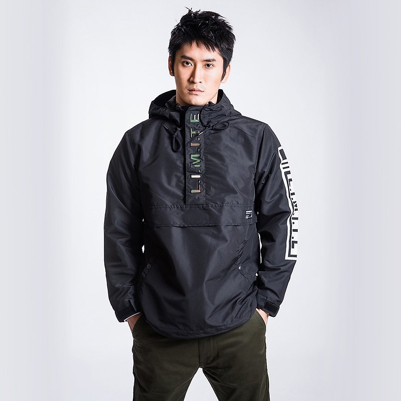 L.I.M.I.T.E - Printed with Emb. Patch Polyester Jacket - Men's Coats & Jackets - Other Man-Made Fibers Black