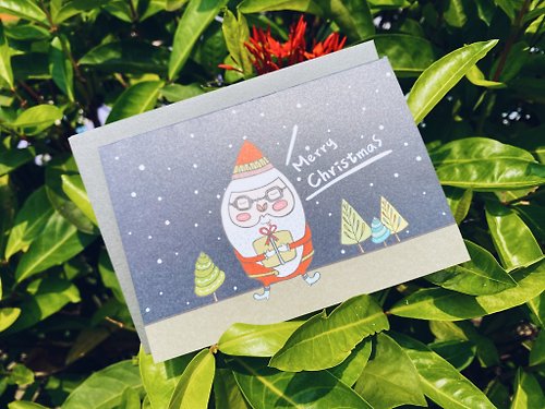 Homimi 插畫手寫對折卡片 - 聖誕老公公