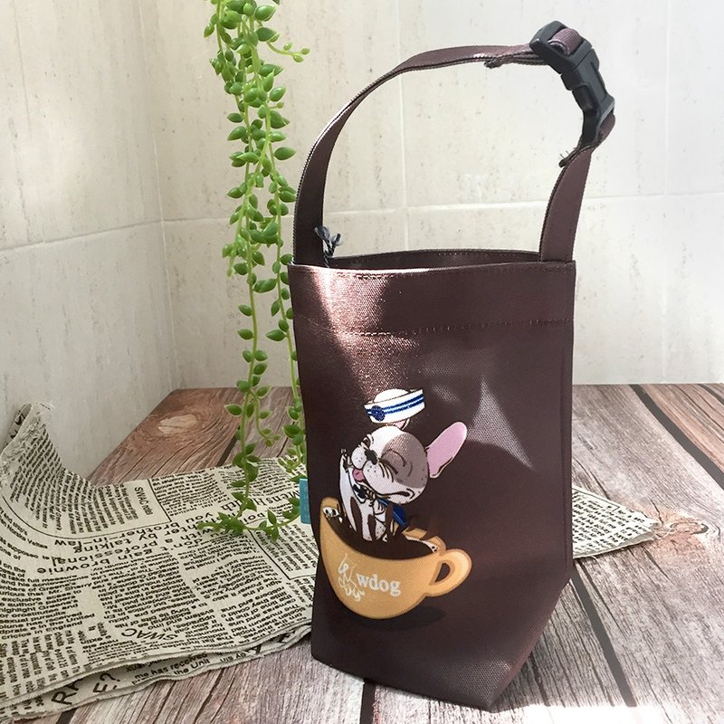 Universal pouch-buckle version (French bucket drinking coffee)/environmental protection beverage bag/kettle bag - ถุงใส่กระติกนำ้ - วัสดุกันนำ้ สีนำ้ตาล