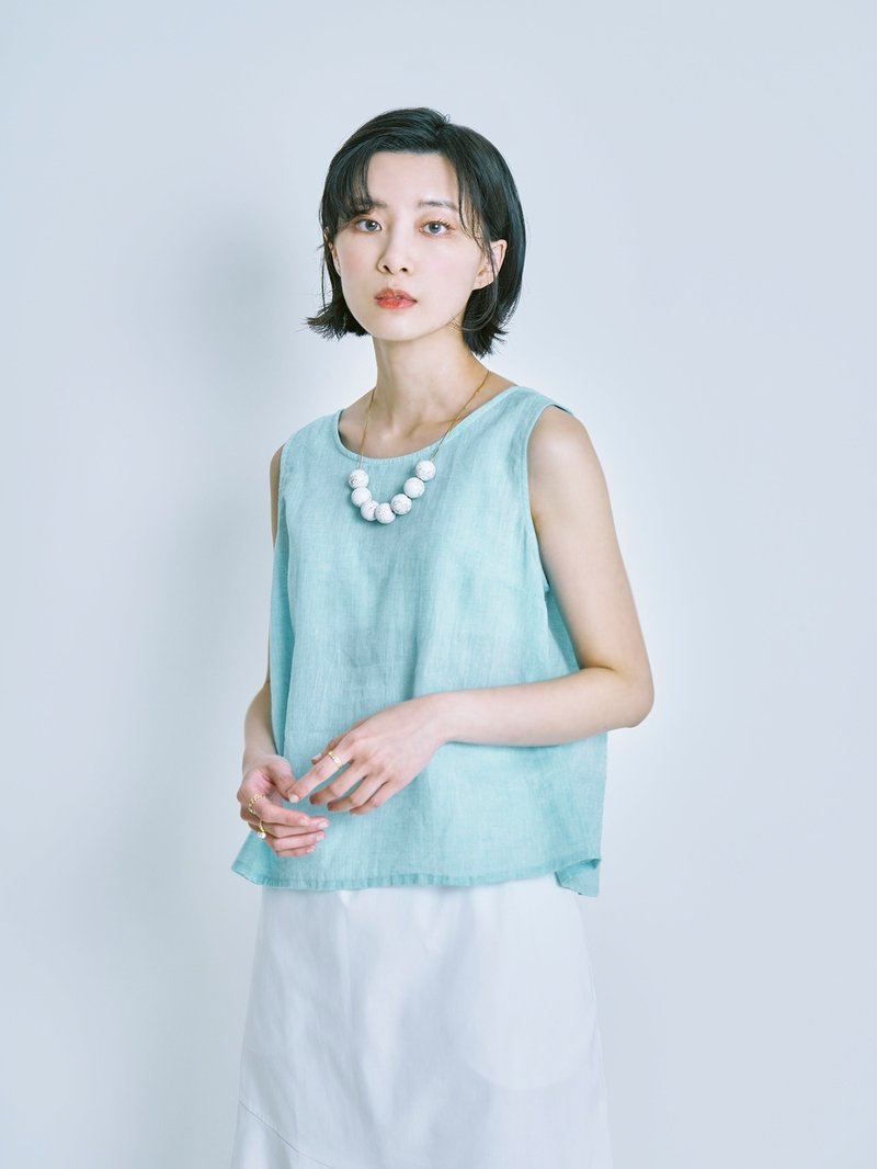 Boiled Sleeveless Top-Qing Zi - Women's Vests - Cotton & Hemp Blue