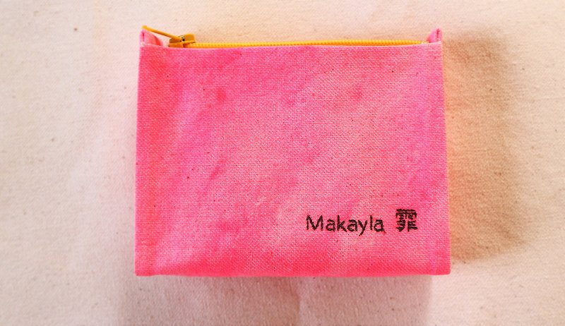[Christmas exchange handmade custom gift pre-sale] hand-dyed Party powder three-dimensional purse (free electric text Oh!) - Coin Purses - Cotton & Hemp Pink