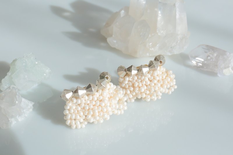 【Limited item】Mineral deux - Earrings & Clip-ons - Other Materials White