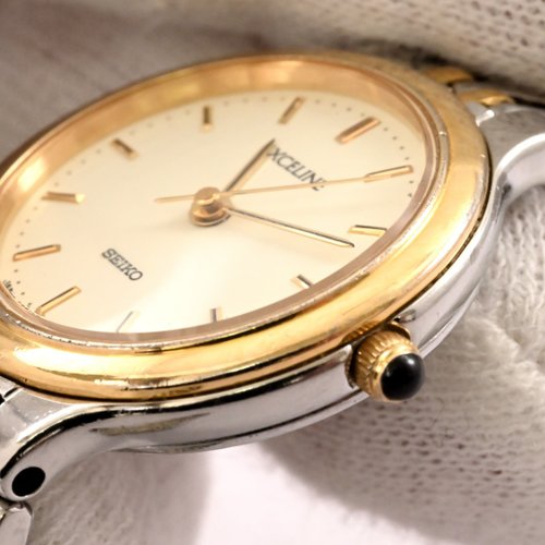 SEIKO EXCELINE クォーツ 女性用腕時計 23mm ホワイト文字盤