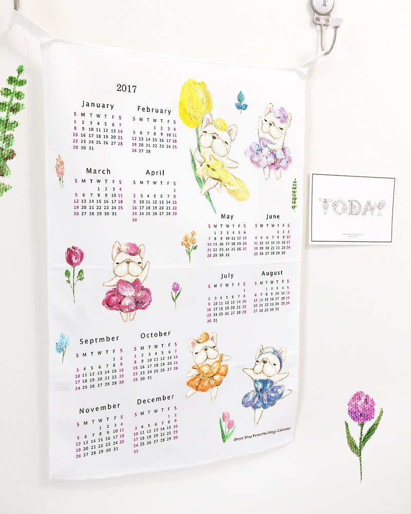 (Sold out) 2017 fence cloth calendars. Flying flower fairy - ปฏิทิน - เส้นใยสังเคราะห์ 