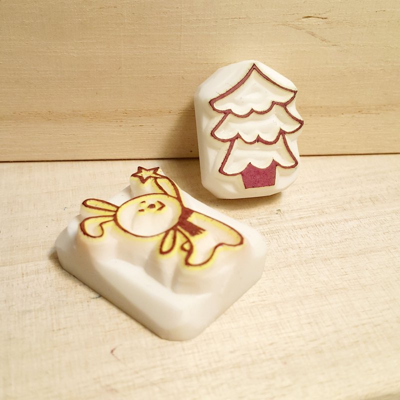**聖誕印章**小兔與聖誕樹 - 印章/印台 - 其他材質 