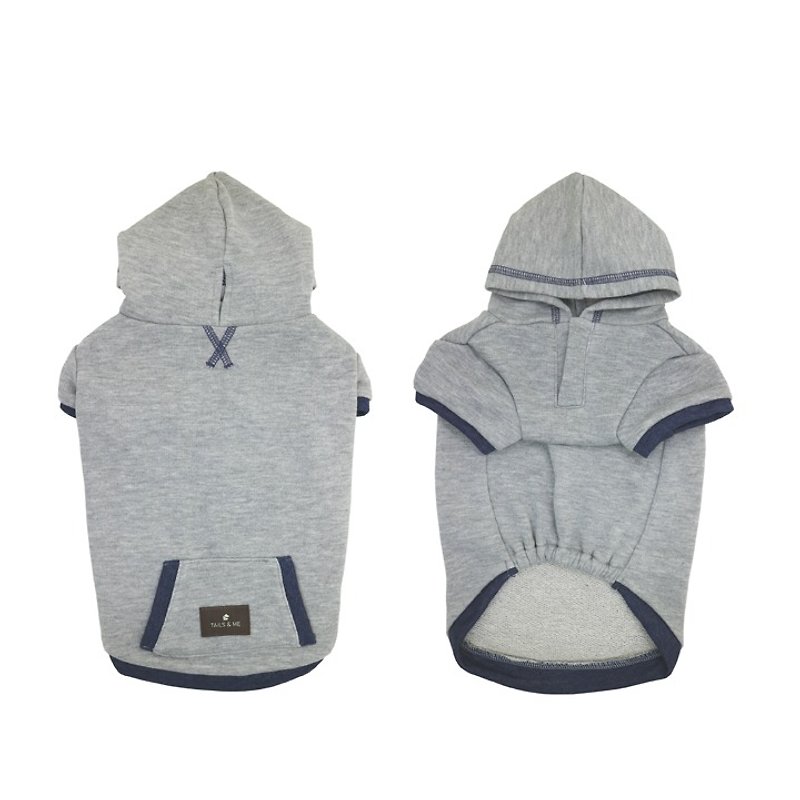 [Tail] with my pocket hooded short-sleeved T-shirt (gray / blue) - Clothing & Accessories - Cotton & Hemp 