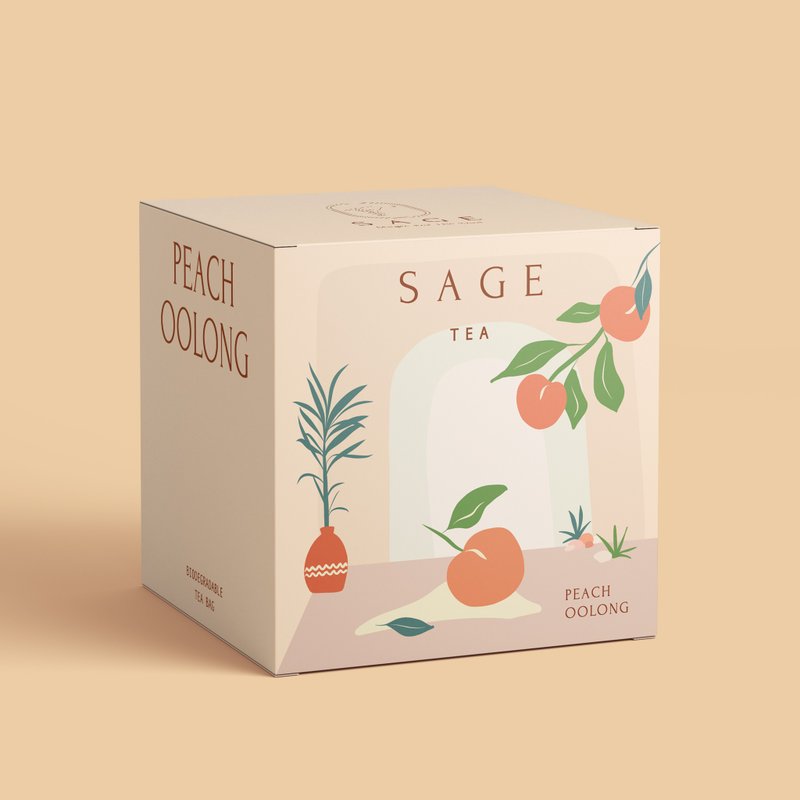 Sage Tea【美白肌膚】白桃烏龍 環保補充裝 原片立體茶包 15 - 茶葉/茶包/水果茶 - 新鮮食材 粉紅色