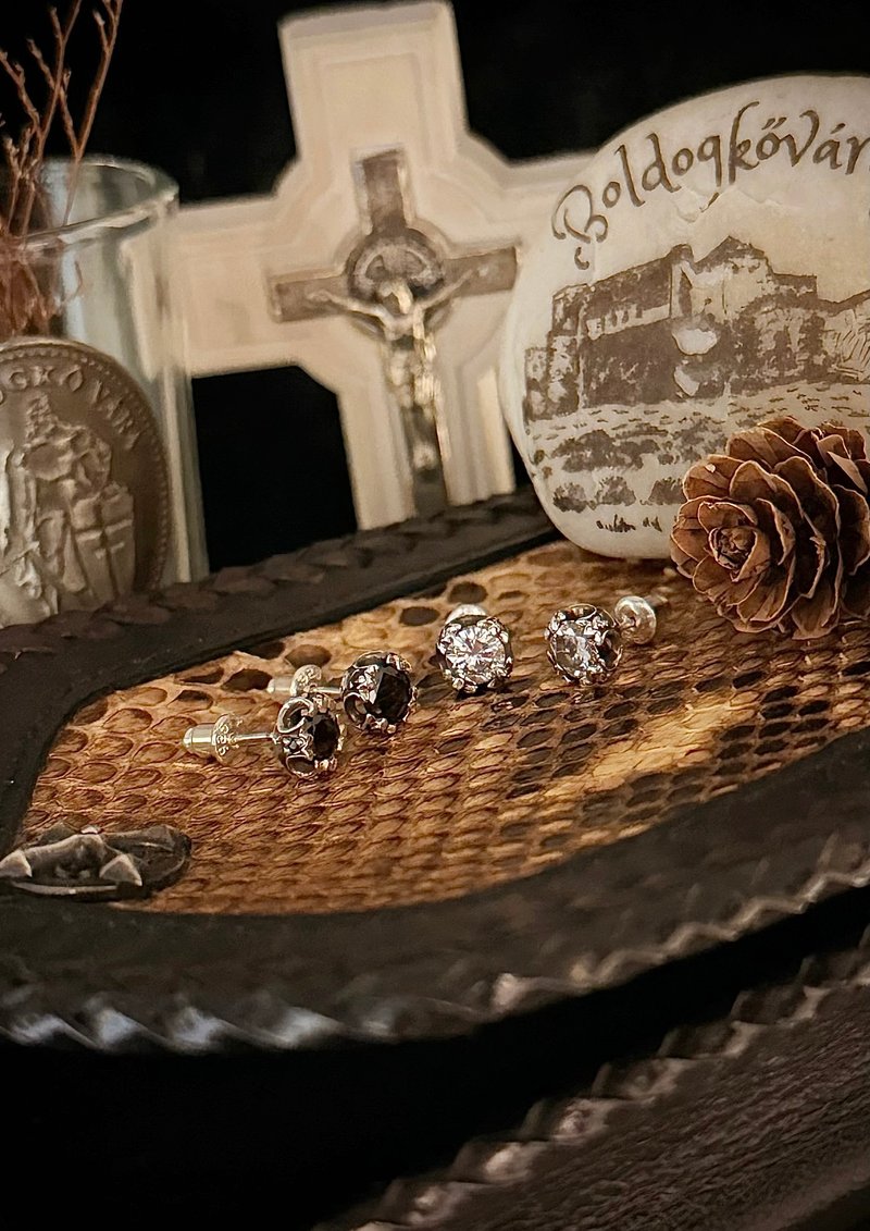 【バロックシリーズ】オブシディアンピアス / 純銀 / 片耳 - ピアス・イヤリング - スターリングシルバー シルバー