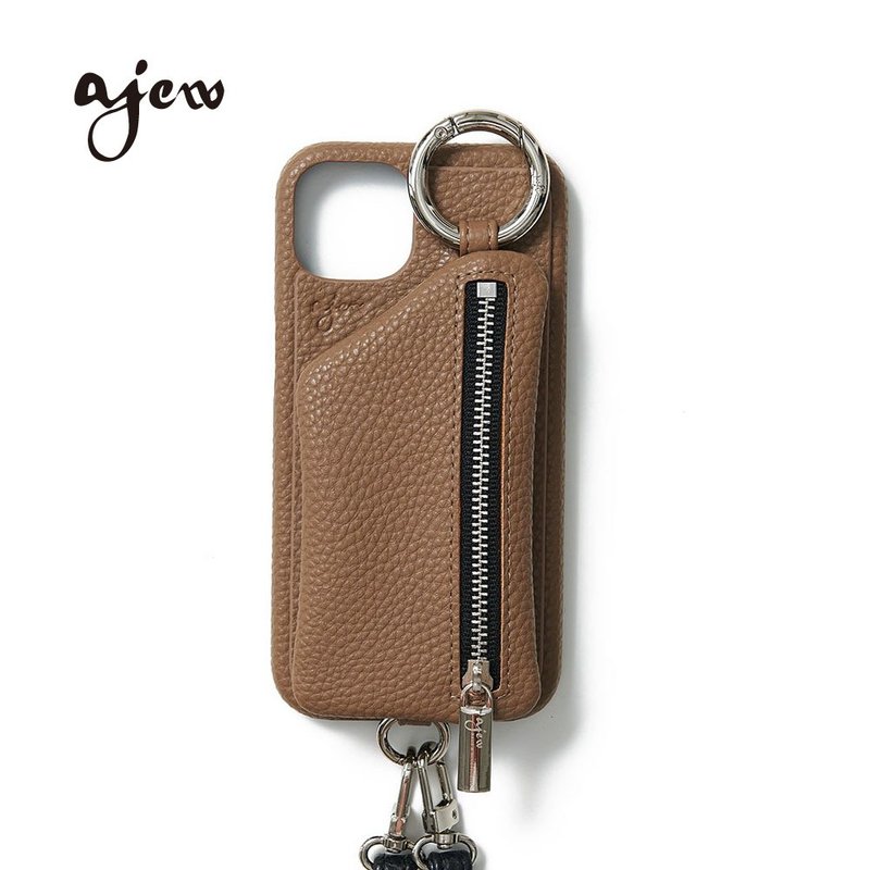 ajew cadenas 經典款拉鍊口袋手機殼 / brown(含背帶) - 手機殼/手機套 - 人造皮革 咖啡色