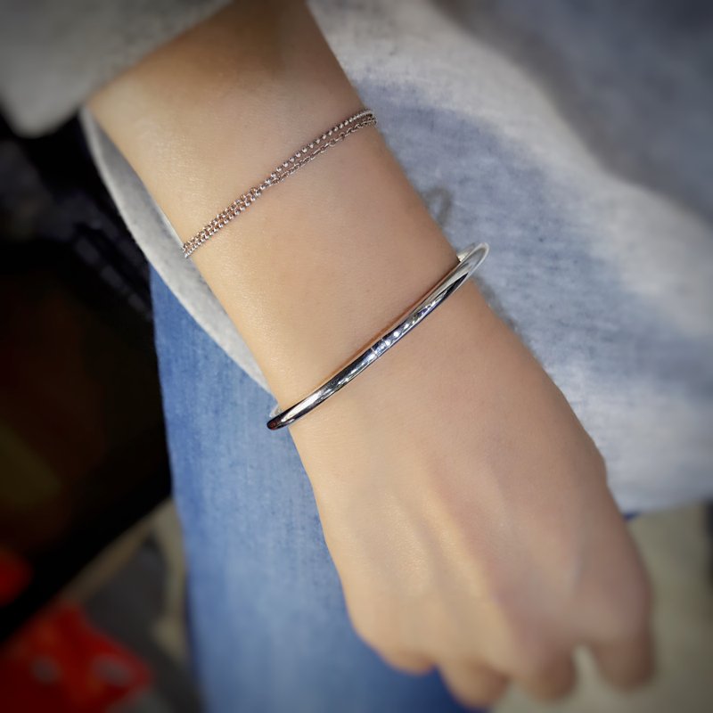 [SWS Jewelry] Basic Plain Round Sterling Silver Bracelet 925 Sterling Silver 3mm Fine - สร้อยข้อมือ - เงินแท้ สีเงิน