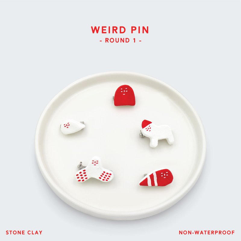 WEIRD PIN 小怪胸針 第一回 - 胸針 - 黏土 白色