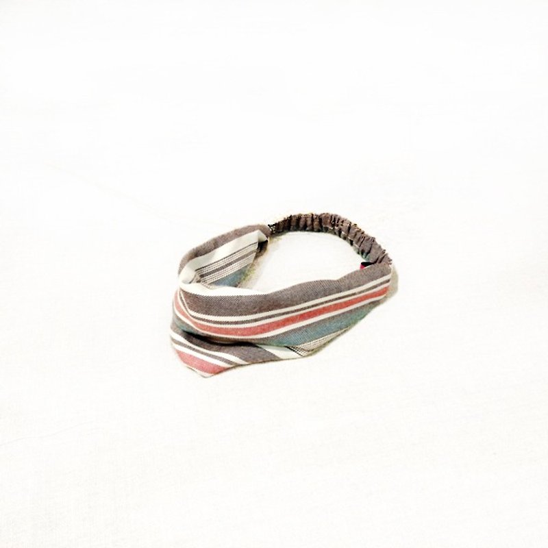 【Cash】 handmade cotton red and blue stripes hair band - Hair Accessories - Cotton & Hemp 