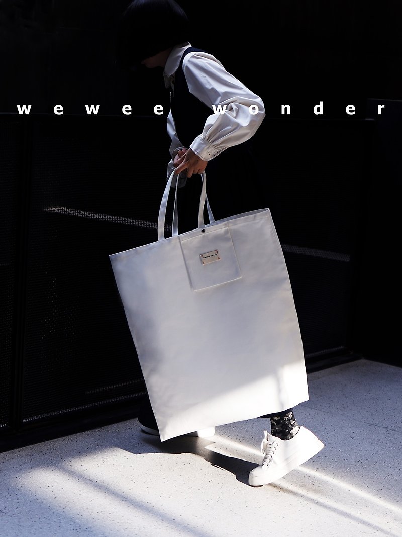 Extra large canvas bag #057 - กระเป๋าถือ - ผ้าฝ้าย/ผ้าลินิน ขาว
