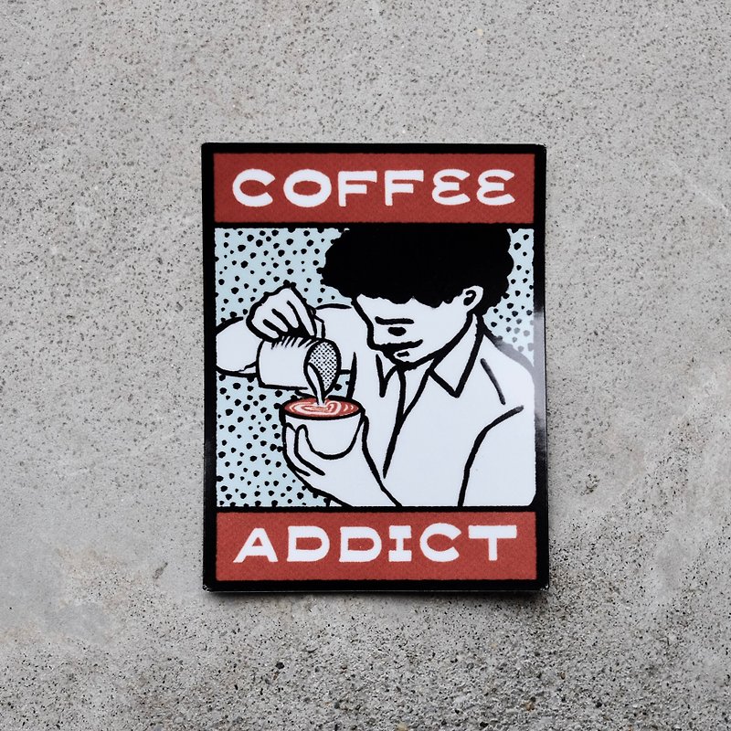 New COFFEE ADDICT Sticker - สติกเกอร์ - วัสดุกันนำ้ หลากหลายสี