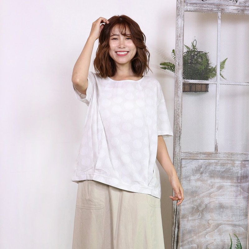 Hana Mokuba 寬鬆收襬圓點上衣 - 女上衣/長袖上衣 - 其他材質 