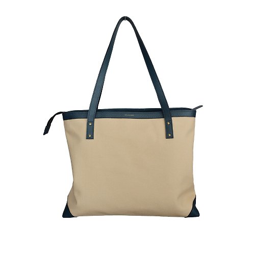 Greenies&Co Leather trim tote Navy