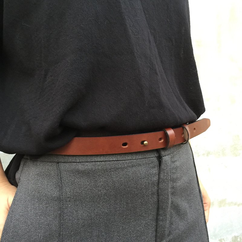 Double-sided dual-purpose girls belt 2.5 cm wide Italian vegetable tanned cowhide leather belt belt gift - เข็มขัด - หนังแท้ 