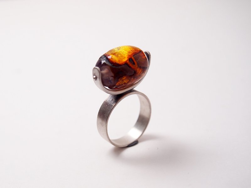 #GR006 Murano Glass Beads Ring - แหวนทั่วไป - เงิน สีทอง