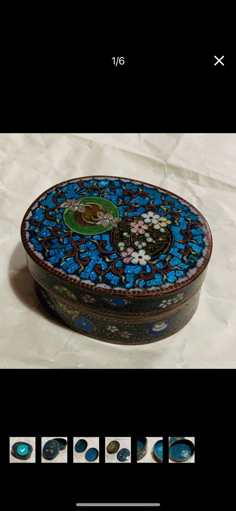 日本七寶燒掐絲琺瑯 花卉橢圓型首飾盒 - 其他 - 其他金屬 